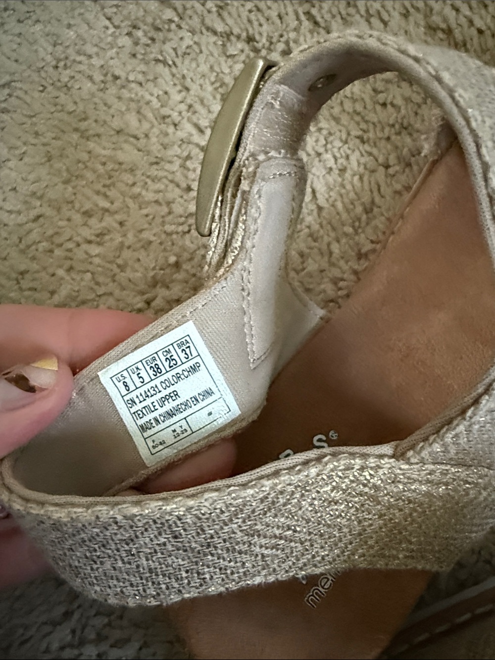 Champagne color Bobs by Skechers WOMENS DESERT KISS sandal size 8 - Picture 3 of 8